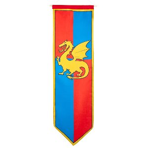 Boland Ridder banier -blauw/rood met draak - 100 x 30 cm - nylon -vlag