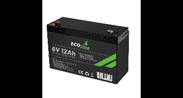 EcoLine - AGM 6V 12AH - 12000mAh VRLA Batterij - 151 x 50 x 94 - Deep Cycle Accu
