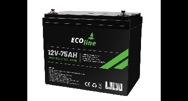 EcoLine - AGM 12V 75AH - 75000mAh VRLA Batterij - 260 x 169 x 214 - Deep Cycle Accu