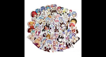 50 pcs/set Anime Waterproof Stickers RE:ZERO Sticker Rem Ram Emilia Stickers For Laptops Suitcase Fridge Guitar Phone Decoration