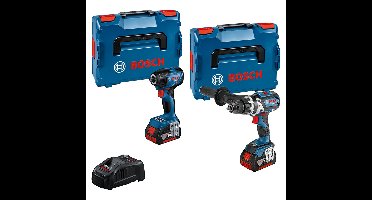 Bosch Professional GSB 18V-110 accu schroefklopboormachine + GDR 18V-210 C slagschroevendraaier 18V 5.0 Ah in L-BOXX - 0615990N2V