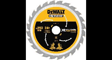 DeWALT Cirkelzaagblad voor Hout | Extreme Runtime | Ø 250mm Asgat 30mm 24T - DT99571-QZ