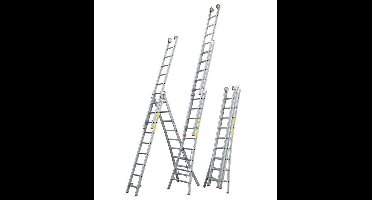 Little Jumbo Opsteekladder SuperPRO uitgebogen bomen blank - 3x14 sporten - 1250500314