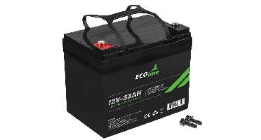 EcoLine - AGM 12V 33AH - 33000mAh VRLA Batterij - 195 x 130 x 175 - Deep Cycle Accu