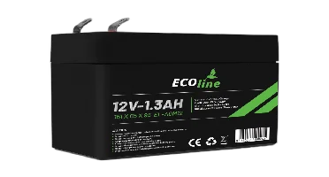 EcoLine - AGM 12V 1.3AH - 1300mAh VRLA Batterij - 151 x 65 x 95 - Deep Cycle Accu