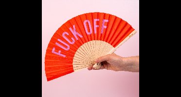 Houten waaier Fuck Off - Rood