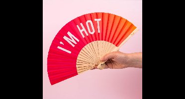 Houten waaier I'm Hot - Roze oranje