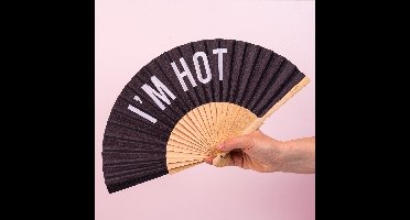 Houten waaier I'm Hot - Zwart