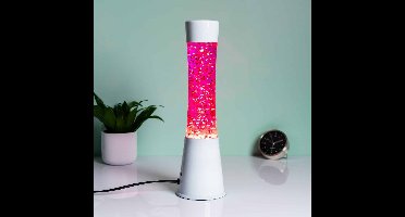 Lavalamp wit met glitterhartjes
