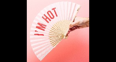 Houten waaier I'm Hot - Lichtroze