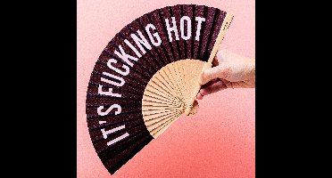 Houten waaier It's Fucking Hot - Zwart