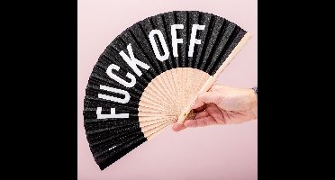 Houten waaier Fuck Off - Zwart