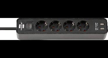 Brennenstuhl 1153240006 Stekkerdoos met schakelaar 4-voudig Zwart Randaarde stekker 1 stuk(s)