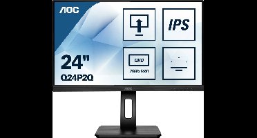 AOC Q24P2Q LCD-monitor Energielabel E (A - G) 60.5 cm (23.8 inch) 2560 x 1440 Pixel 16:9 4 ms Hoofdtelefoonaansluiting, Audio-Line-in IPS LED