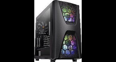 Thermaltake Commander C34 TG Midi-tower PC-behuizing, Gaming-behuizing Zwart 2 voorgeïnstalleerde LED-ventilators, 1 voorgeïnstalleerde ventilator,