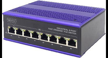 Digitus DN-650108 Industrial Ethernet Switch 10 / 100 MBit/s IEEE 802.3af (12.95 W), IEEE 802.3at (25.5 W)