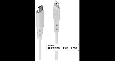 LINDY 31315 USB-kabel USB 2.0 Apple Lightning stekker, USB-C stekker 0.50 m Wit