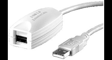 VALUE USB 2.0 verlenging, 1 poort, wit, 5 m