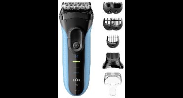 Braun Braun Rasierer Series 3 3010BT Black/Blu Scheerapparaat Afspoelbaar Blauw, Zwart