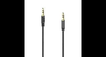 Hama 00202012 Jackplug Audio Aansluitkabel [1x Jackplug male 3,5 mm - 1x Jackplug male 3,5 mm] 1.5 m Zwart Vergulde steekcontacten