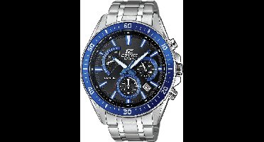 Casio EFR-552D-1A2VUEF Horloge Chronograaf (l x b x h) 53 x 47 x 12.3 mm Zilver-blauw Materiaal (behuizing): RVS Materiaal (armband): RVS
