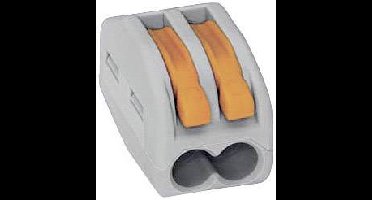 WAGO 222 Lasklem Flexibel: 0.08-4 mm² Massief: 0.08-2.5 mm² Aantal polen: 2 10 stuk(s) Grijs, Oranje