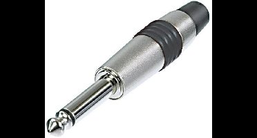 Rean AV NYS224C-0 Jackplug 6,35 mm Stekker, recht Aantal polen: 2 Mono Zilver, Zwart 1 stuk(s)