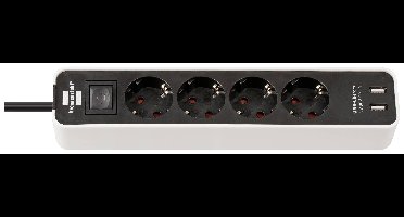 Brennenstuhl 1153240026 Stekkerdoos met schakelaar 4-voudig Wit, Zwart Randaarde stekker 1 stuk(s)