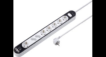 Sygonix SY-4538278 Stekkerdoos met schakelaar 8-voudig Wit, Zwart Randaarde stekker 1 stuk(s)