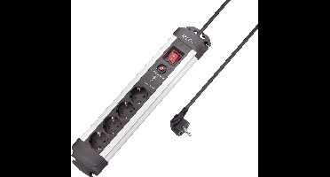 Sygonix SY-4755610 Overspanningsveilige stekkerdoos 4-voudig Zilver, Zwart Randaarde stekker 1 stuk(s)