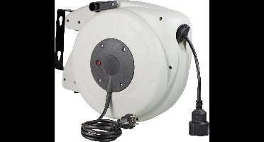 AS Schwabe 12645 Kabelhaspel voor aan de muur 20 m Zwart Randaarde haakse stekker, Penaarde stekker (type E)