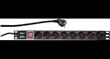 LogiLink PDU8C01 19 inch 1 HE Geaarde contactdoos Met schakelaar Zwart