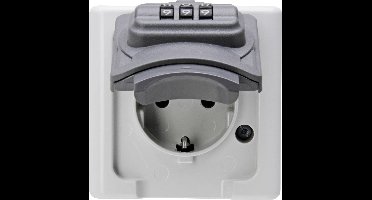 Kopp 109856007 1-voudig Stopcontact (opbouw) Afsluitbaar IP44 Grijs, Zwart