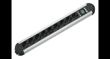 Bachmann 330.072 Stekkerdoos met schakelaar Aluminium, Zwart Randaarde stekker 1 stuk(s)