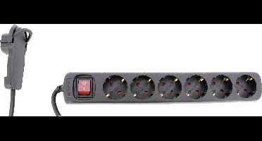 REV 0012626514 Stekkerdoos met schakelaar 6-voudig Zwart Randaarde stekker 1 stuk(s)