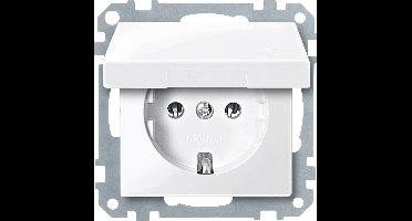 Merten MEG2311-0319 Wandcontactdoos met randaarde Inzetstuk System M, 1-M, M-Smart, M-Plan, M-Creativ Polar-wit (glanzend) 1 stuk(s)