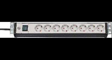Brennenstuhl 1156057018 Stekkerdoos 19 inch 8-voudig Zwart, Lichtgrijs Randaarde stekker 1 stuk(s)