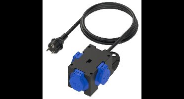 PCE 9430409 3-voudig Stopcontactsplitter Zwart, Blauw