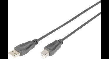 Digitus AK-300105-005-S USB-kabel USB 2.0 USB-A stekker, USB-B stekker 0.50 m Zwart Rond, Afgeschermd (dubbel)