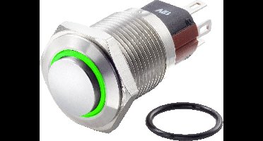 TRU COMPONENTS TC-7495036 TC-GQ16-KH-11E/J/G/12V/S Vandalismebestendige druktoets 48 V/DC 2 A 1x uit/(aan) Moment Groen IP65 1 stuk(s)