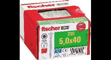 Fischer 652880 Verzinkkopschroef 5 mm 40 mm T Galvanisch verzinkt 200 stuk(s)