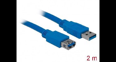 Delock 82539 USB-kabel USB 3.2 Gen1 USB-A stekker, USB-A bus 2.00 m Blauw Vergulde steekcontacten