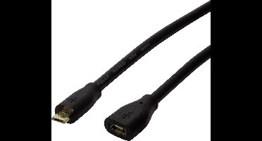 LogiLink CU0121 USB-kabel USB 2.0 USB-micro-B stekker, USB-micro-B bus 1.00 m Zwart