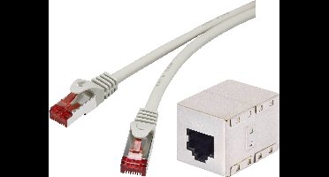 Renkforce RF-3829272 RJ45 Netwerkkabel, patchkabel CAT 6A S/FTP 20.00 m Grijs Snagless, Vlambestendig 1 stuk(s)