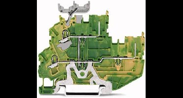 WAGO 2022-2237/427-000 Mini-basisklem 2-etages 5.20 mm Push-In-klem Groen, Geel 50 stuk(s)