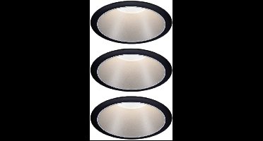 Paulmann 93408 Cole Coin Inbouwlamp Set van 3 stuks LED 18 W Zwart, Zilver