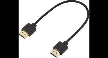 SpeaKa Professional SP-9076308 HDMI-kabel HDMI Aansluitkabel HDMI-A-stekker, HDMI-A-stekker 0.20 m Zwart 4K UHD, Audio Return Channel (ARC), Vergulde