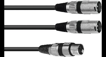 Omnitronic 30225203 XLR Adapterkabel [1x XLR-bus 3-polig - 2x XLR-stekker 3-polig] 0.50 m Zwart