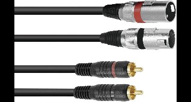 Omnitronic 3022522C XLR Adapterkabel [2x XLR-stekker 3-polig - 2x Cinch-stekker] 1.50 m Zwart