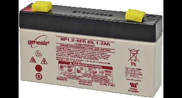 EnerSys Hawker Standby Genesis Loodaccu 6 V 1.2 Ah Loodvlies (AGM) (b x h x d) 97 x 56 x 25 mm Kabelschoen 6.35 mm Onderhoudsvrij, Geringe zelfontlading,